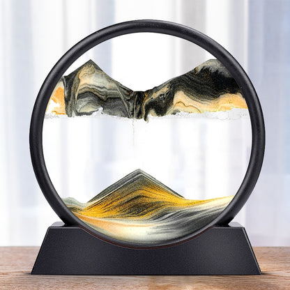 Moving Sand Art Picture in Round Hourglass Deep Sea Sandscape In Motion Display Flowing Sand Frame For home Decor