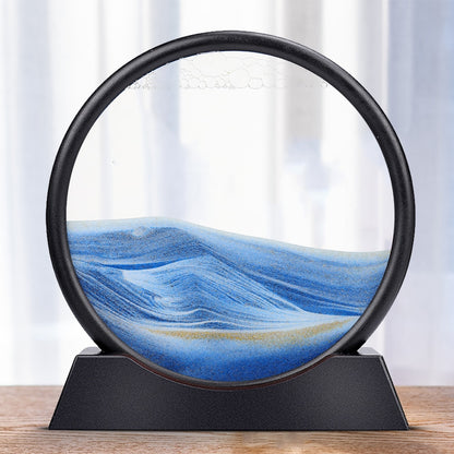 Moving Sand Art Picture in Round Hourglass Deep Sea Sandscape In Motion Display Flowing Sand Frame For home Decor