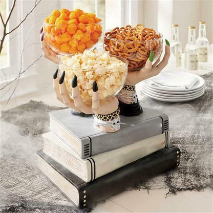 1pc Witch Hand Pedestal Snack Bowl Stand Resin Crafts Halloween Party Table Decoration Dessert Rack