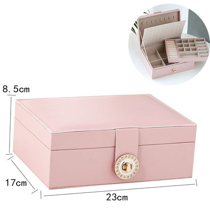 Leather Jewelry Organizer Box. Storage Case for Rings Necklaces and earrings. Display Holder With Nice Lock .