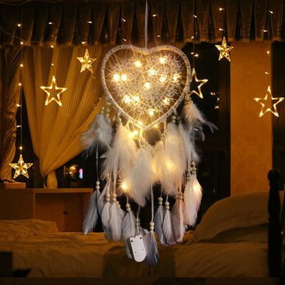 Girl Hollow-out Heart Feather Hanging Love Christmas Dream Catcher