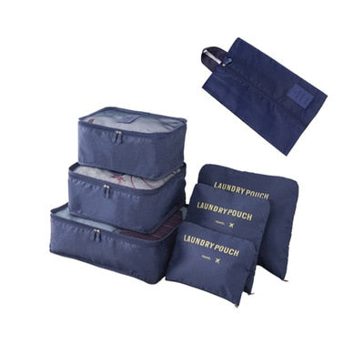 7 piece Portable Luggage Travel Organizer Bags Suitcase Packing Set