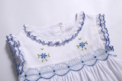 Hand Made Smocked Dresses. Sleeveless with Double Ruffles
