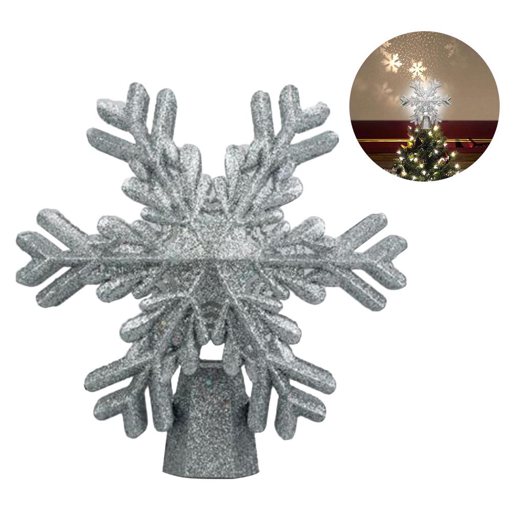 Christmas Tree Topper 3D Snowflake Projector Lamp with 4 Super Bright Warm White Lights