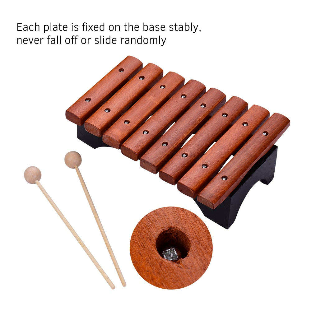 8 Notes Wood Xylophone Musical Instrument Includes 2 Wooden Mallets for Children Kids Educational Music Toys 3Types drum parts