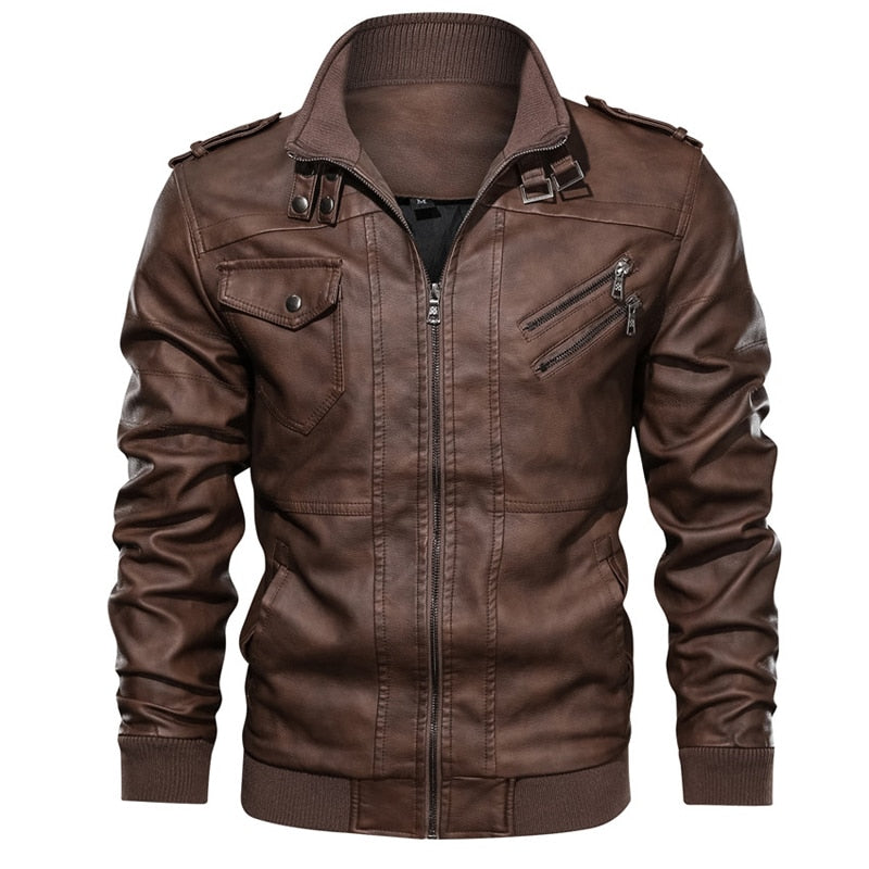 Men's  Leather Jackets, Casual Motorcycle PU Brand Clothing
