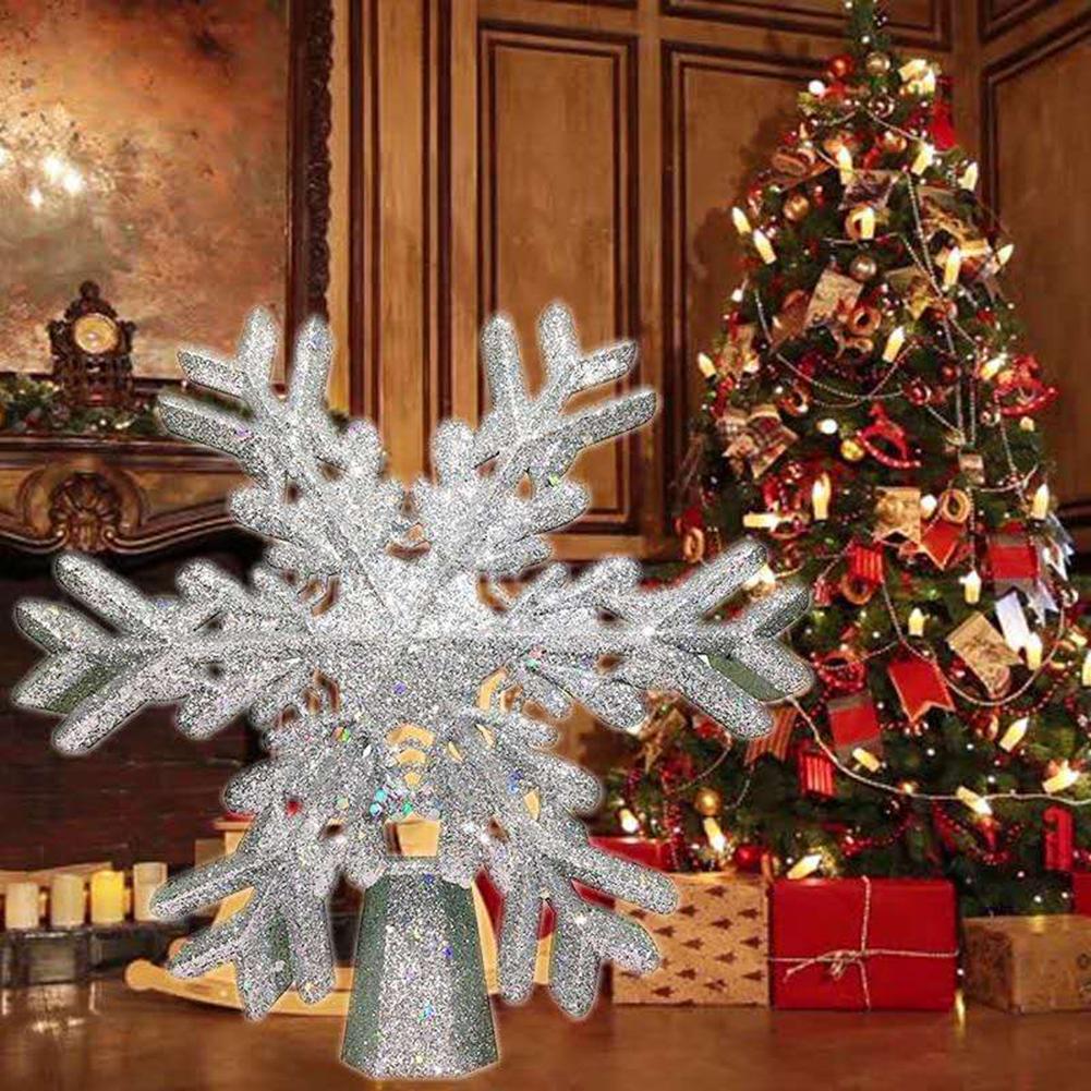 Christmas Tree Topper 3D Snowflake Projector Lamp with 4 Super Bright Warm White Lights