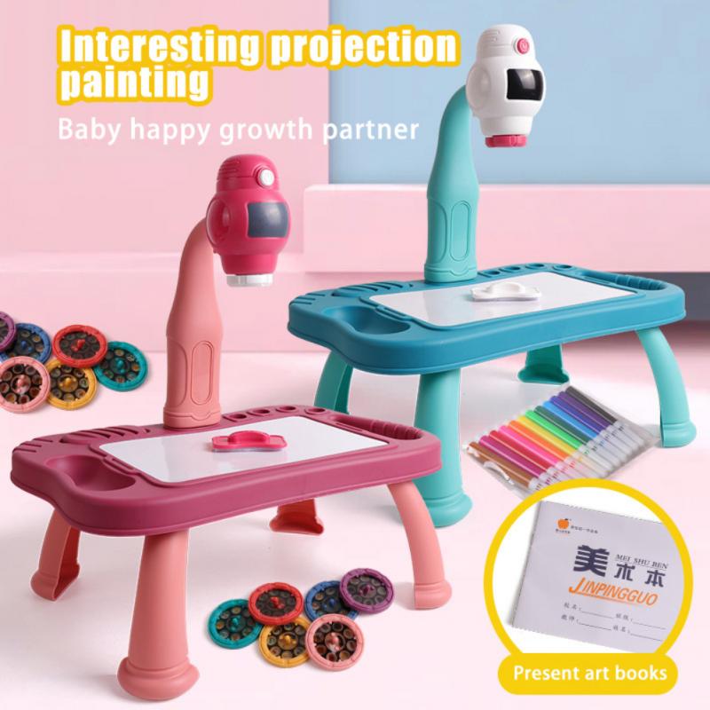 Kids Toy Painting and Drawing Table with LED Projector and  Music