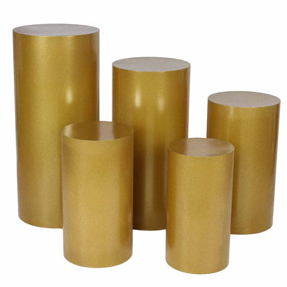 White Gold New Round Cylinder Pedestal Display Art Décor. Plinths Pillars for DIY Decorations