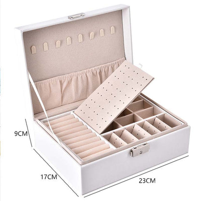 Leather Jewelry Organizer Box. Storage Case for Rings Necklaces and earrings. Display Holder With Nice Lock .