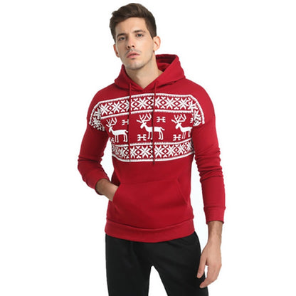Fashion Christmas Snowflower Prints Pullover Winter Sweater Men Black Sweater Men&#39;s Elk Hood Kerst Women