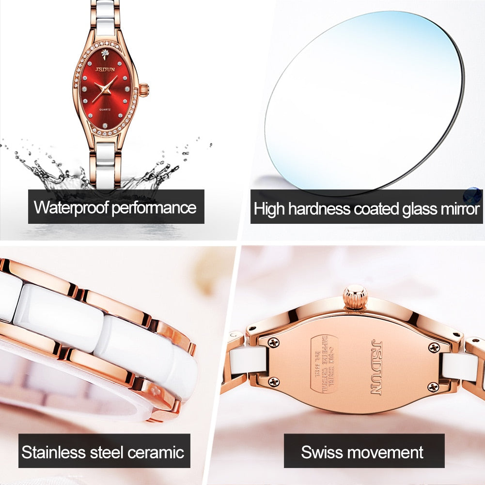 Oval Small Dial Watches For Women Elegant Rhinestone Bracelet Watch