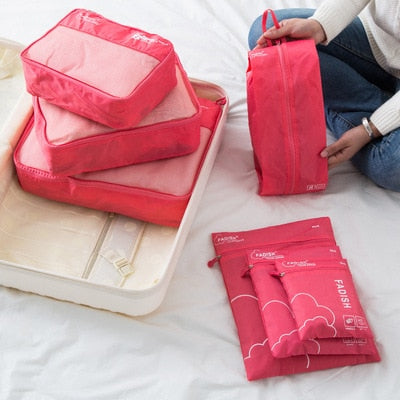 7 piece Portable Luggage Travel Organizer Bags Suitcase Packing Set