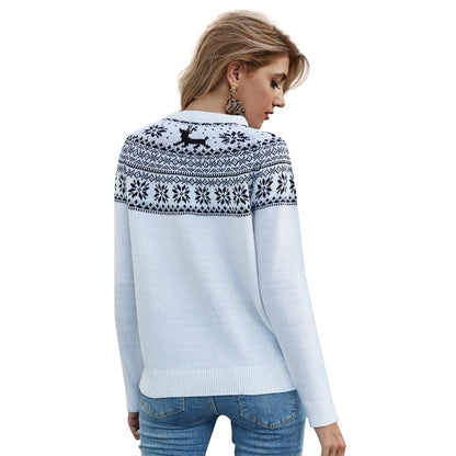 Women's Christmas snowflake fawn sweater.