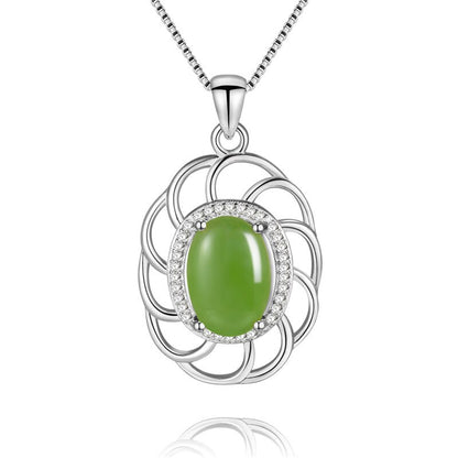 Jasper Gemstone Pendant Sterling Light Green Zircon Costume Jewelry for Women.