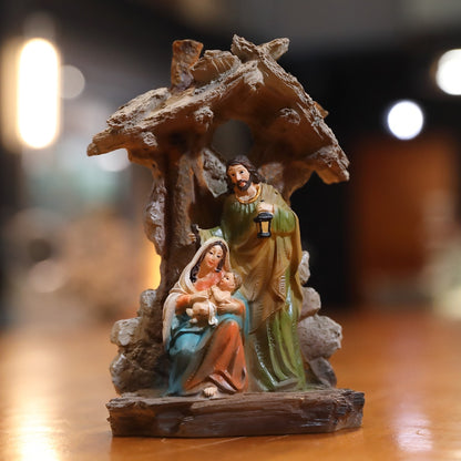 Holy Family Nativity Scene Decoration. Christ Jesus,  Mary and Joseph Miniature Sculpture