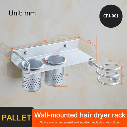 Gold/Silver Hair Dryer Storage Rack  Wall Mounted Stand for Bathroom/bedroom