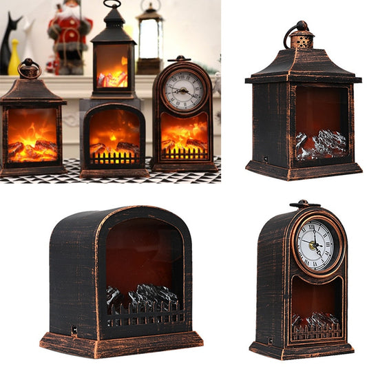 Christmas LED Fireplace Lantern Firewood Fire Night Light USB Charging Party Props Xmas Decoration Desktop Decor For Home