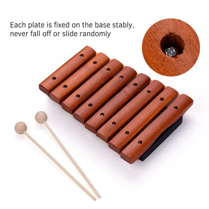 8 Notes Wood Xylophone Musical Instrument Includes 2 Wooden Mallets for Children Kids Educational Music Toys 3Types drum parts