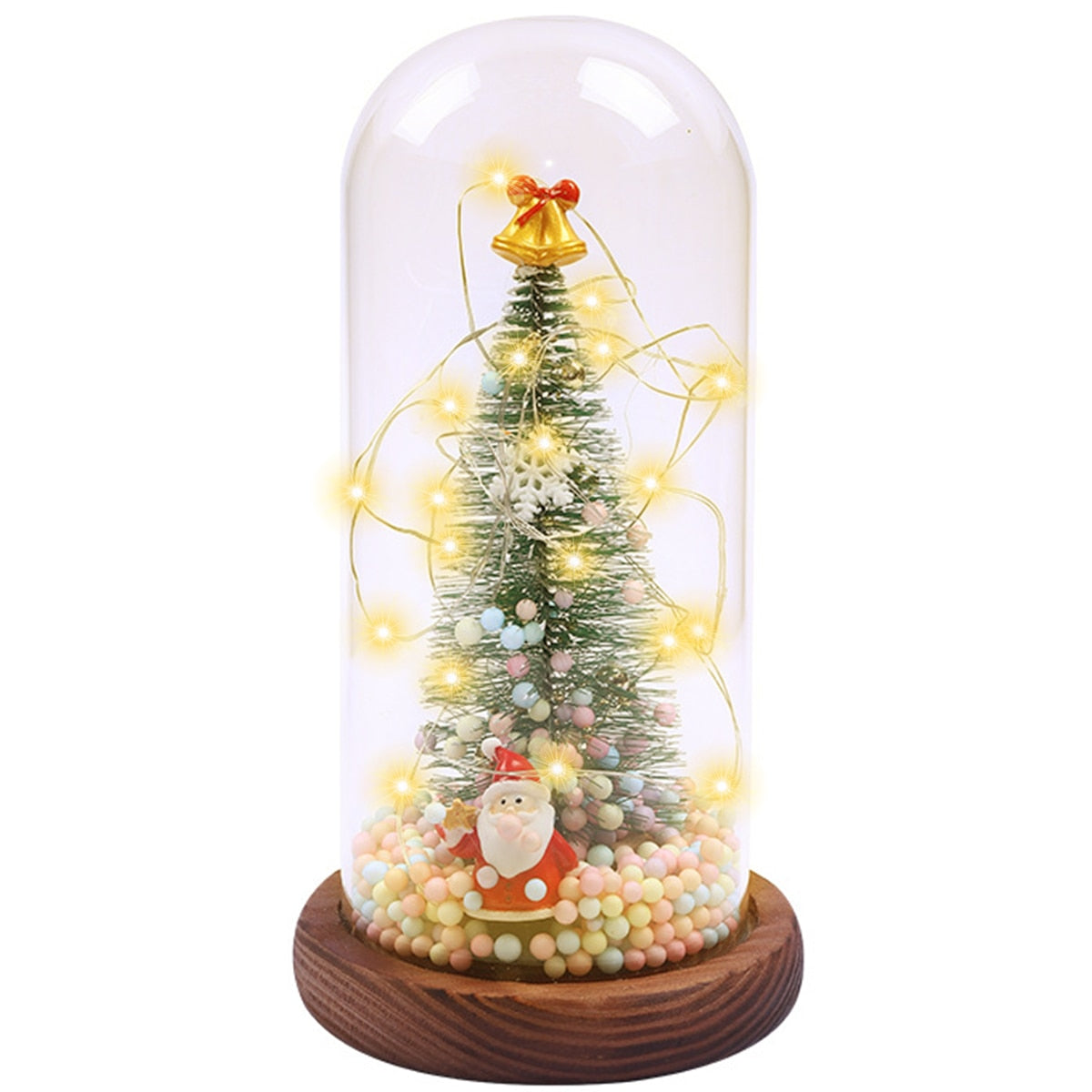 Christmas Tree in Glass Dome with LED String Light