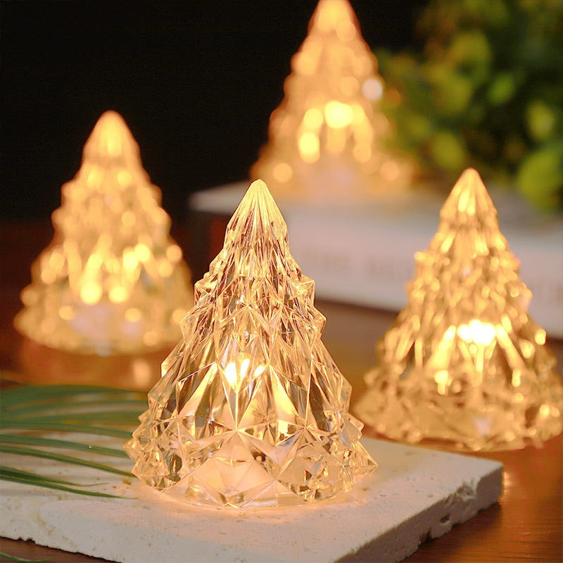 12 PCS Crystal Christmas Tree LED Night Light