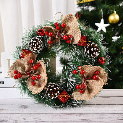 Wall or Door Hanging Pinecone, Red Berry,  Christmas Wreath.