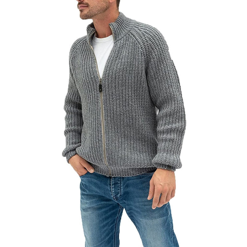 Warm Casual Knitwear Cardigan Multicolor Turtleneck  Loose Outerwear Sweaters for Men.