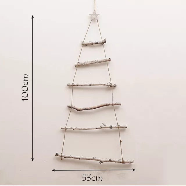 Wood Branches Assembled Christmas Tree Shape Crude Wall Decoration For Home Decorative Ornaments