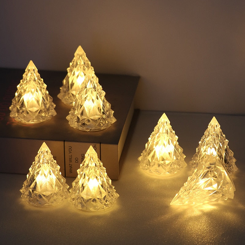 12 PCS Crystal Christmas Tree LED Night Light
