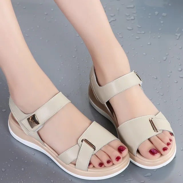 Fashion  summer sandals women  elegant solid color beach shoes  femme plus size