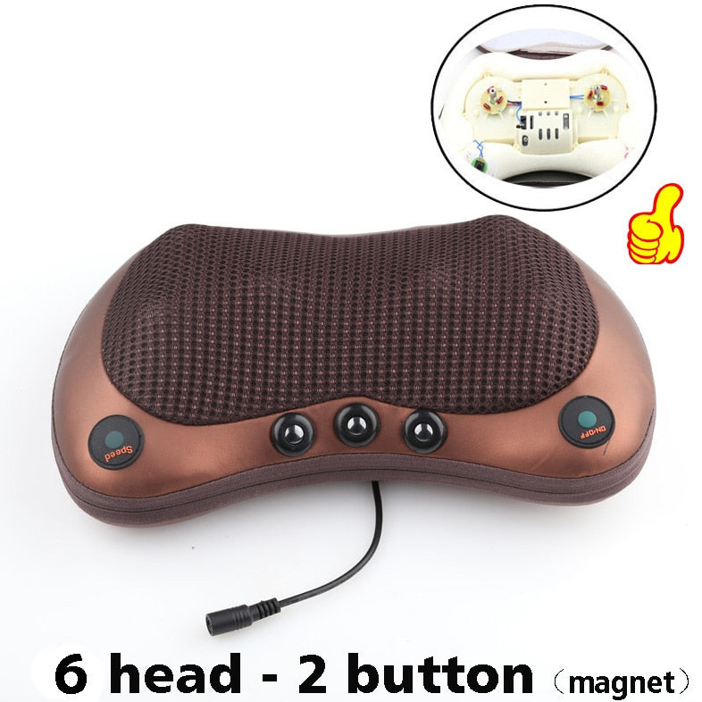 Massage pillow for back, neck and shoulders with heating / Electric roller massager