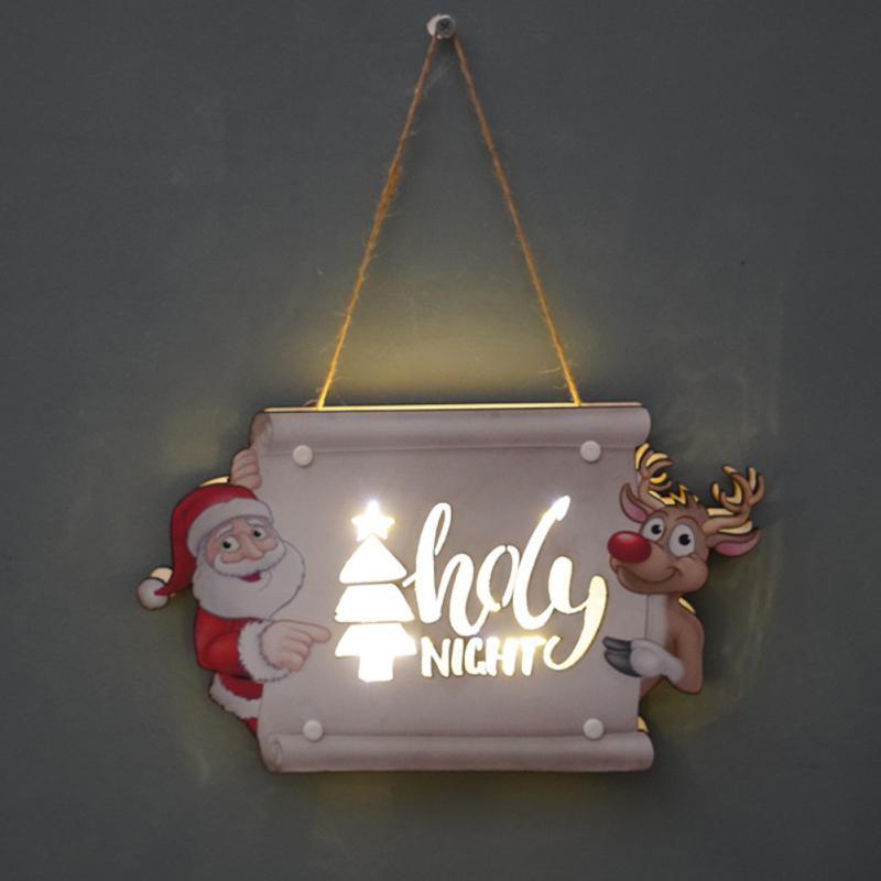 Wooden Christmas Pendant With LED Lights.