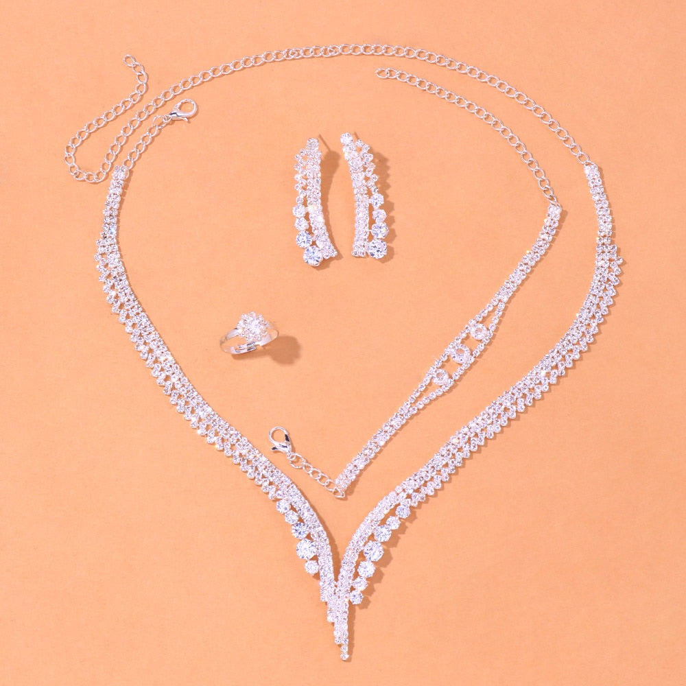 Simple Round Crystal Necklace Sets  for Women makes great Bride Accessories!