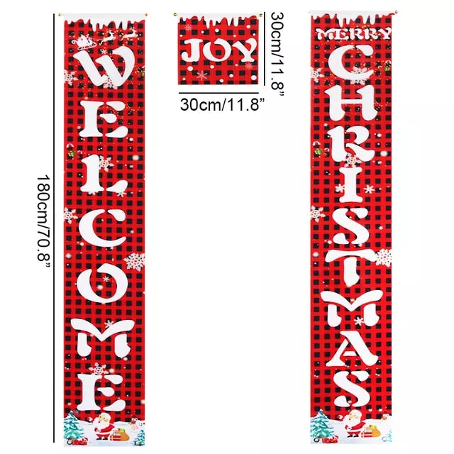 Christmas Porch Sign,  Decorative Door Banner Outdoor Christmas Decorations.