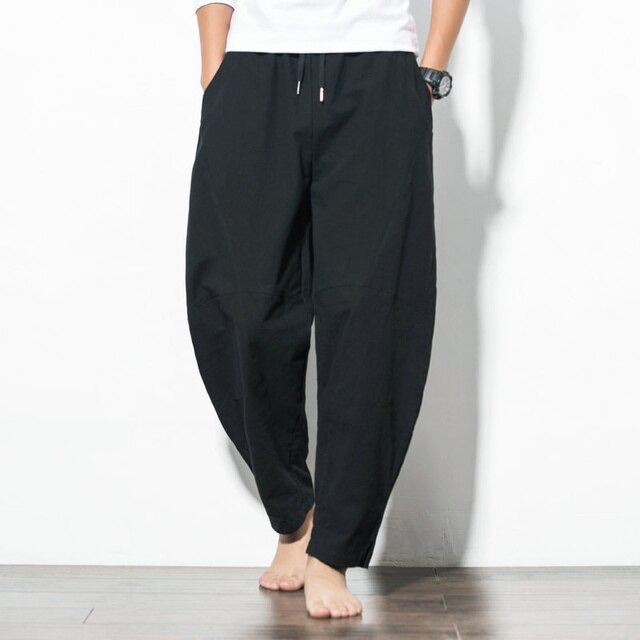 Harem Pants.  Cotton Linen Loose Pants Male Casual Solid Color Plus Size Sweatpants