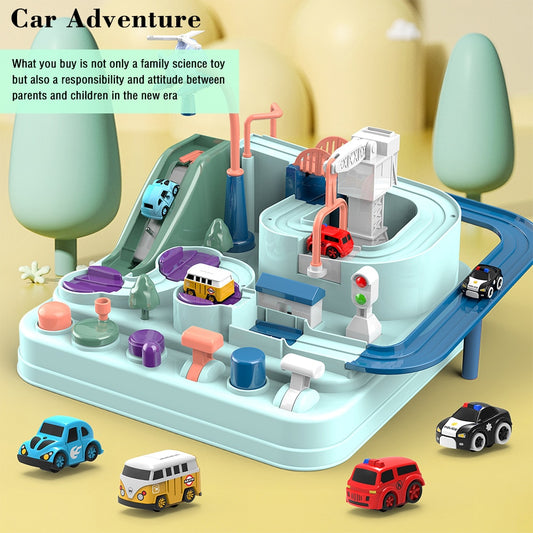 Racing Set Adventure Track Car Toy Puzzle. Interactive Game Montessori Educational Toys for Kids Children