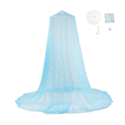 Hanging Canopy for Kids Room, Bed Curtain for Nursery, Luxury Anti-mosquito Net with Fluorescent Stars Glow in Dark