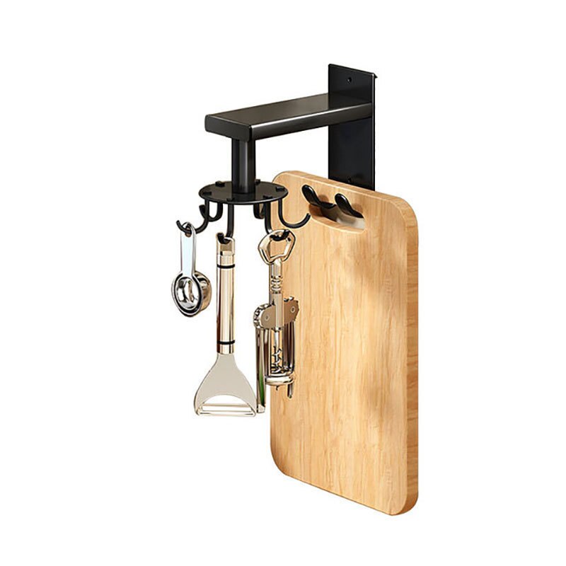 Home Storage Rotatable Multi-Purpose Kitchen Hanging Rack with 6 Hooks. Retractable Hanging Rack Wall Hook