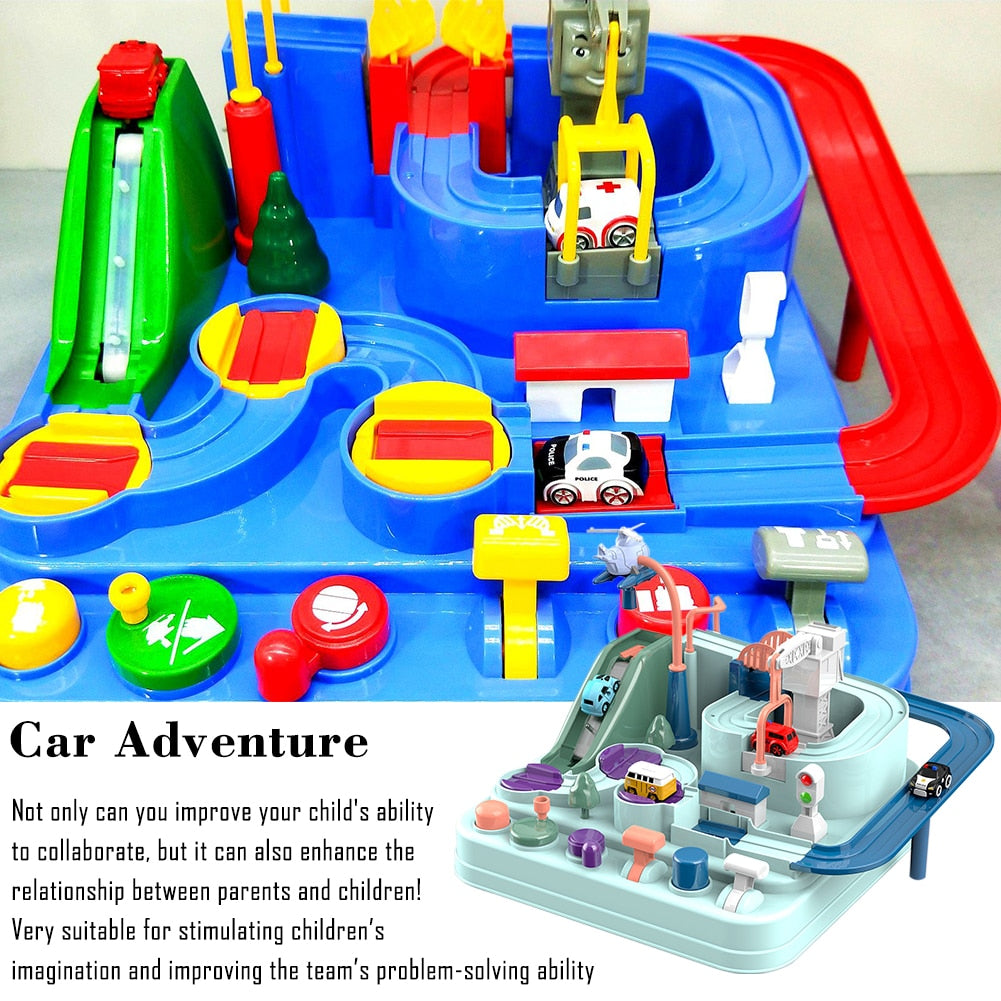 Racing Set Rail, Adventure Track Car Toy Puzzle Interactive Game Montessori Educational Toys for Kids Children