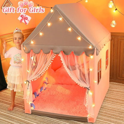 Children's Playhouse Tent.  Princess Castle House Cartoon Game Room with Star Light String