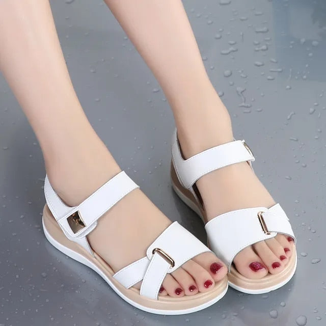 Fashion  summer sandals women  elegant solid color beach shoes  femme plus size
