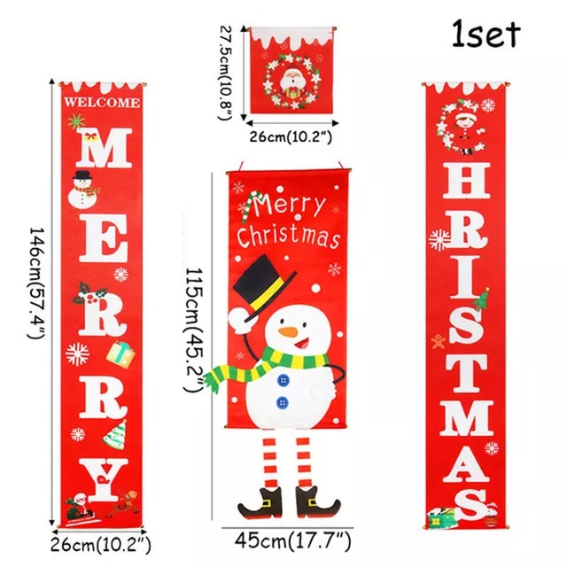 Christmas Porch Sign,  Decorative Door Banner Outdoor Christmas Decorations.