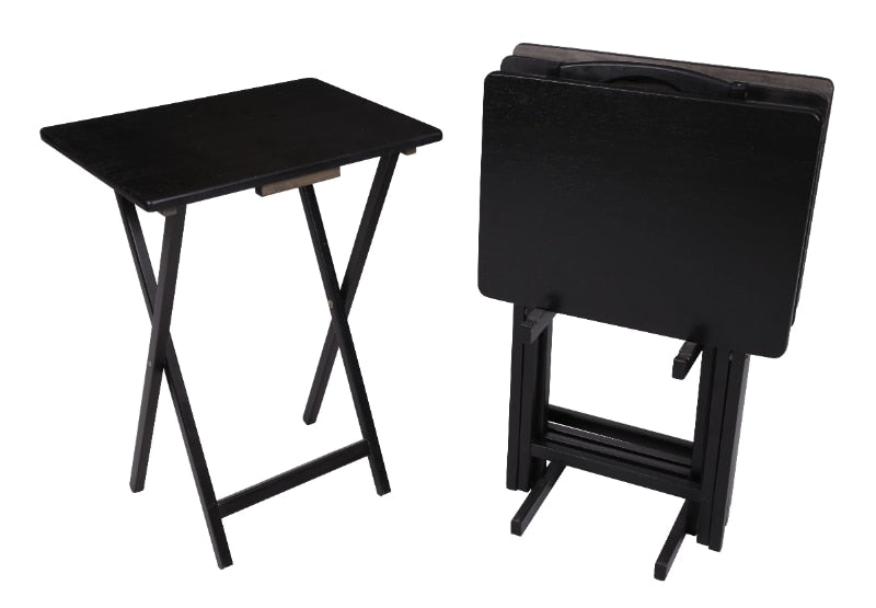 Mainstays Black 5-Piece Folding TV Tray Table Set, 19 x 15 x 26 Inch