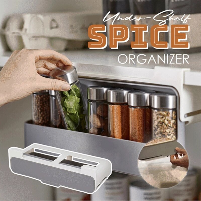 Kitchen Self-adhesive Spice Seasoning Bottle Organizer Rack