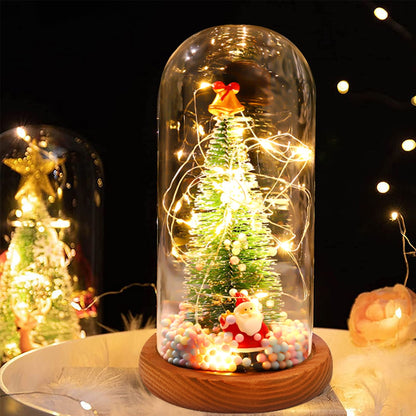 Christmas Tree in Glass Dome with LED String Light