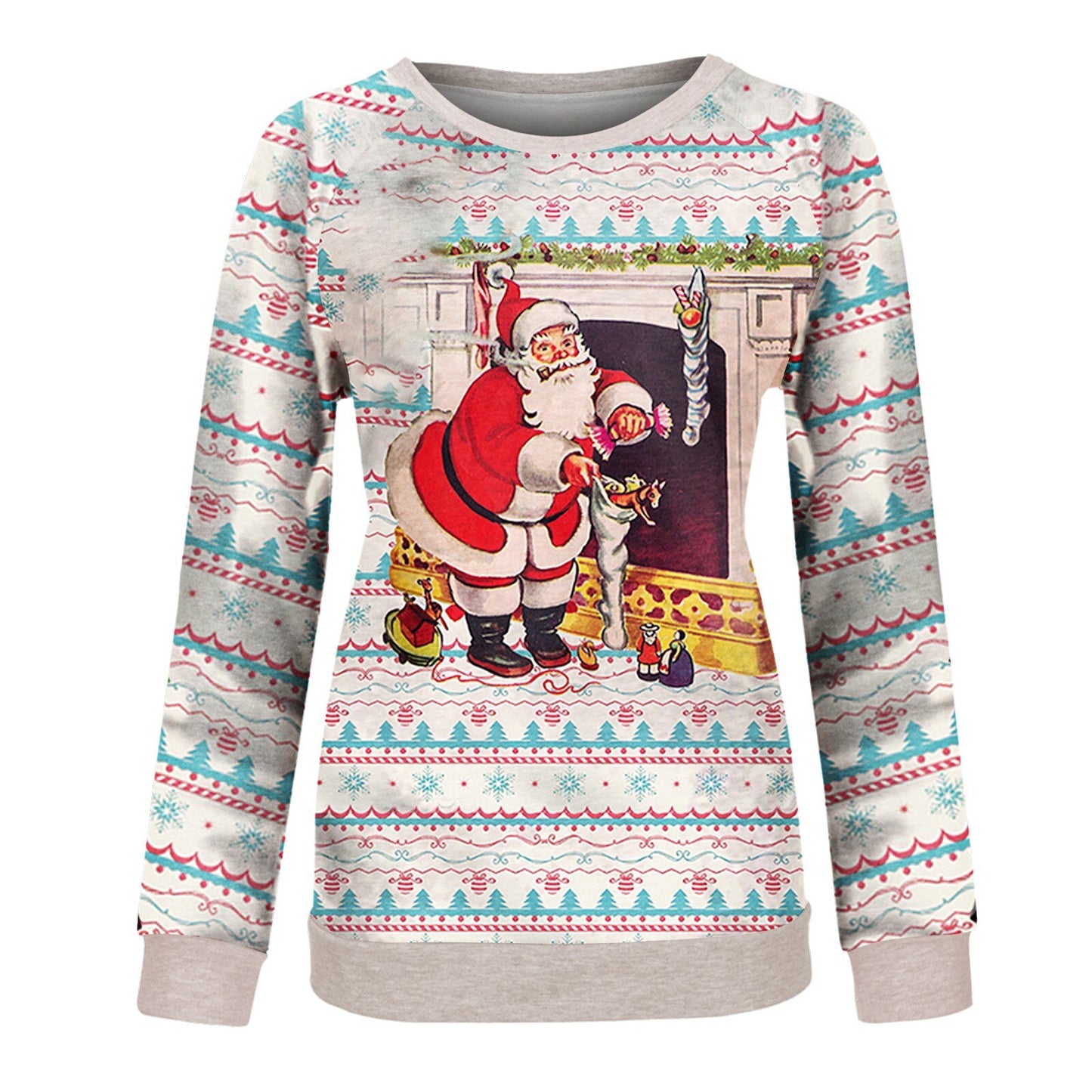 Long Sleeve Women Christmas Sweatshirt with Printed Snowman Fashion Pullover Top