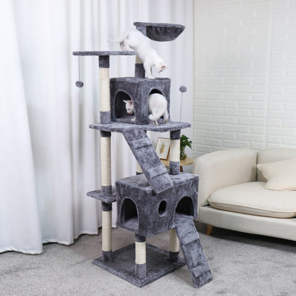 Domestic Cats Tree House with Hanging Ball - blueselections