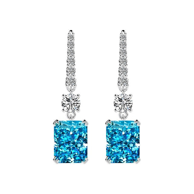 Princess Cut High Carbon Diamond Square Dangle Earrings - blueselections