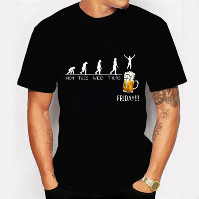 Friday Beer Print Men&#39;s Brand T-shirts Funny Graphic Hip Hop Summer Women Men Tshirts Streetwear Harajuku T-Shirt Shirt - blueselections