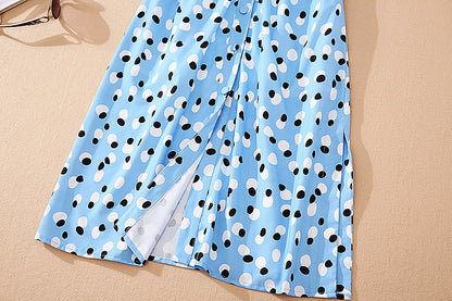 Party Casual Workplace Elegant Chic Single-Breasted Dot Print Fashion - blueselections
